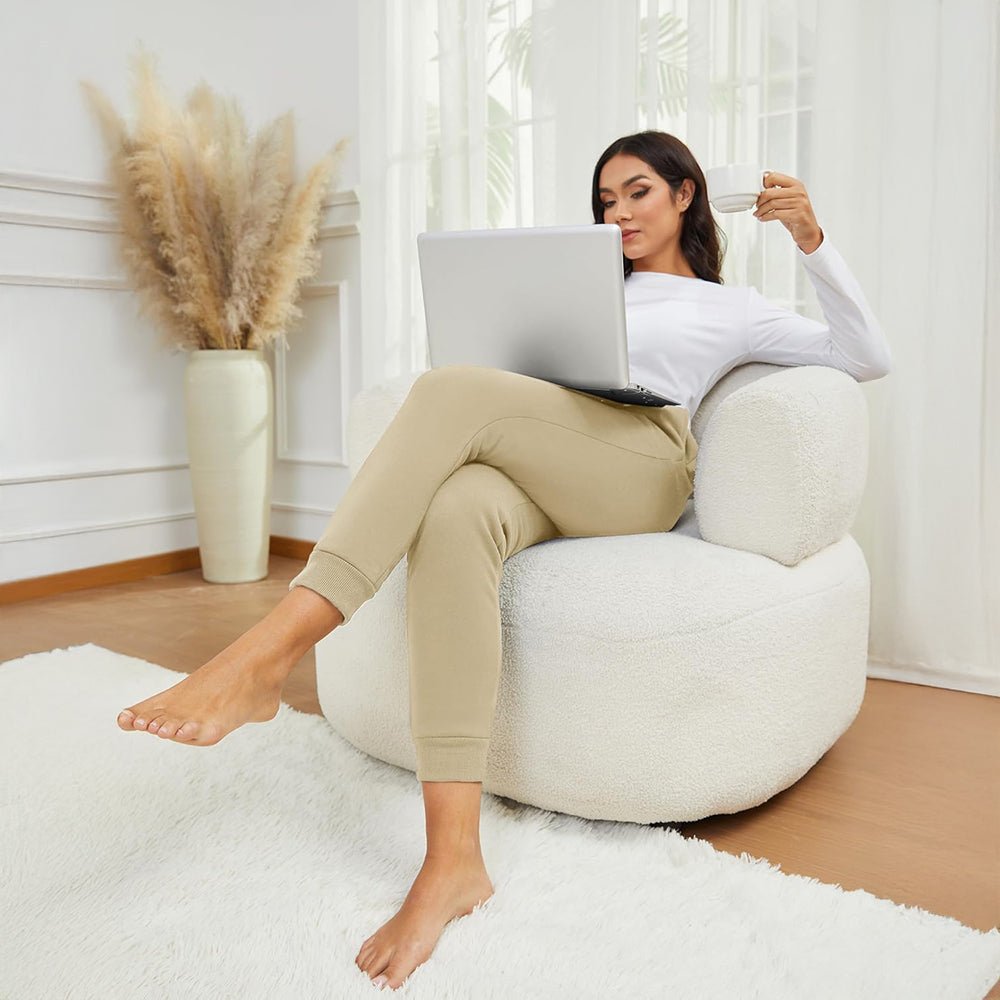 Khaki Women's Sherpa Lined Sweatpants Warm Fleece Winter Joggers - MAGCOMSEN