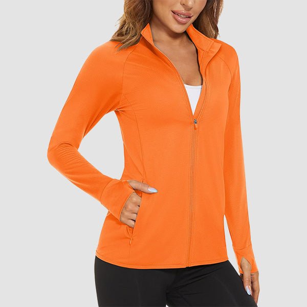 Bright Orange Women's UPF 50+ Sun Protection Tennis Jacket Long Sleeve - MAGCOMSEN