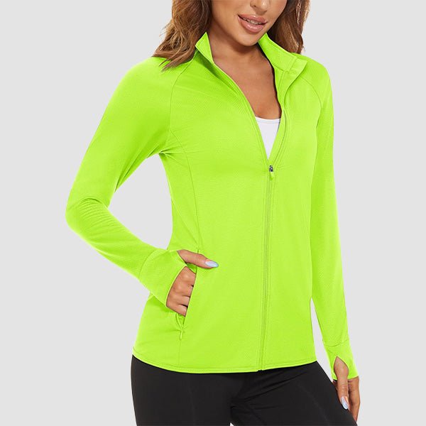 Bright Green Women's UPF 50+ Sun Protection Tennis Jacket Long Sleeve - MAGCOMSEN