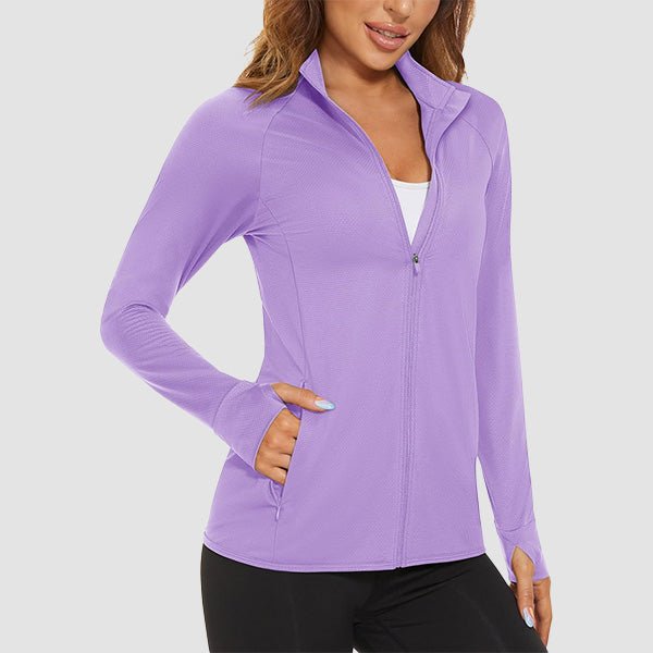 Light Purple Women's UPF 50+ Sun Protection Tennis Jacket Long Sleeve - MAGCOMSEN