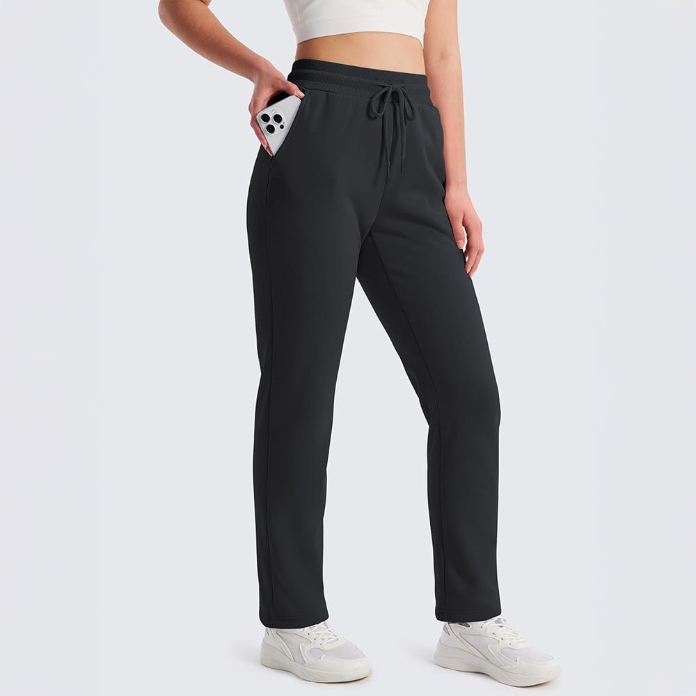 Black Women's Sweatpants Fleece Pants Thermal Winter Pants - MAGCOMSEN