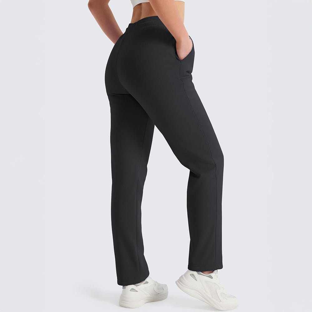 Black Women's Sweatpants Fleece Pants Thermal Winter Pants - MAGCOMSEN
