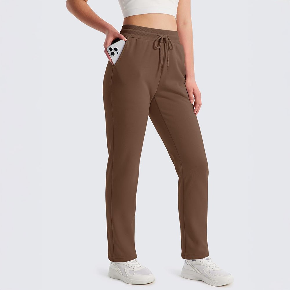 Brown Women's Sweatpants Fleece Pants Thermal Winter Pants - MAGCOMSEN