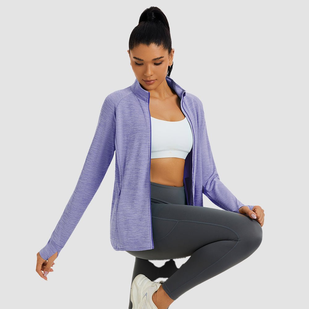 Light Purple Women's UPF 50+ Full Zip Running Jacket - Lightweight Sun Protection Top - MAGCOMSEN