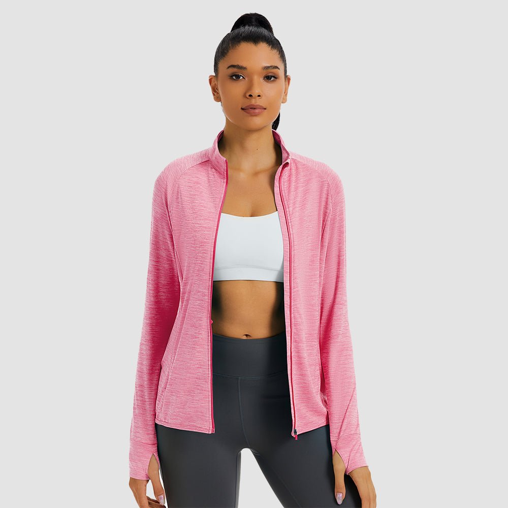 Pink Women's UPF 50+ Full Zip Running Jacket - Lightweight Sun Protection Top - MAGCOMSEN