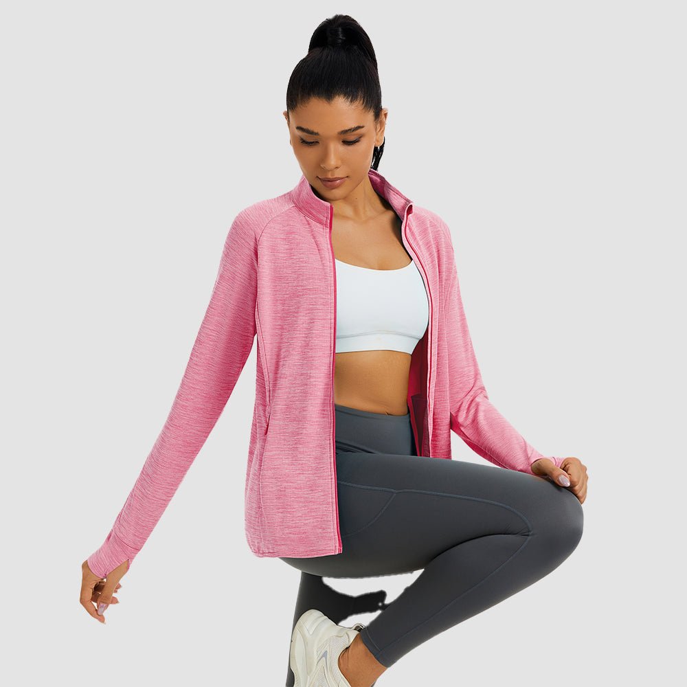 Pink Women's UPF 50+ Full Zip Running Jacket - Lightweight Sun Protection Top - MAGCOMSEN