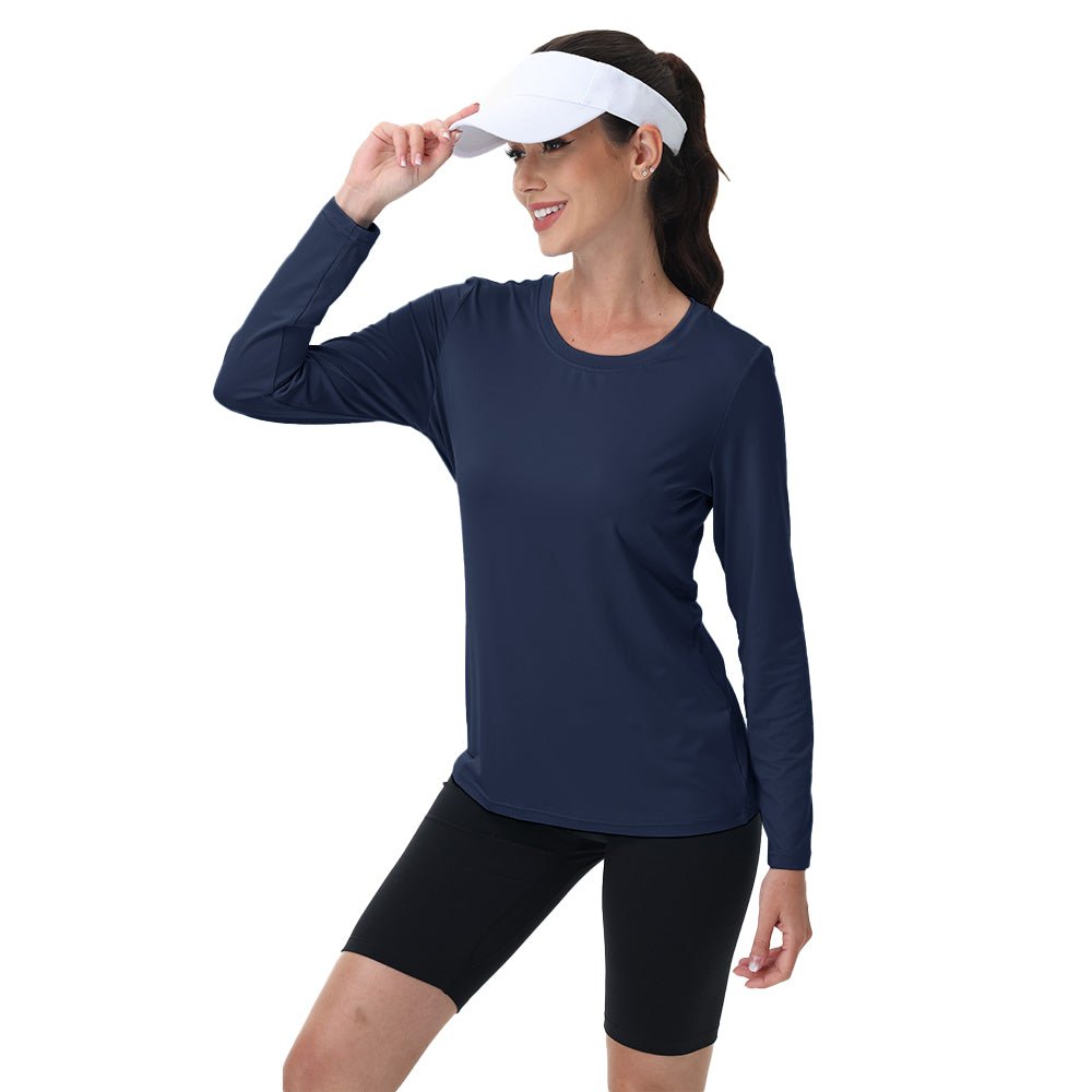 Navy Women's UPF 80+ Long Sleeve Sun Protection Quick - Dry Shirt - MAGCOMSEN