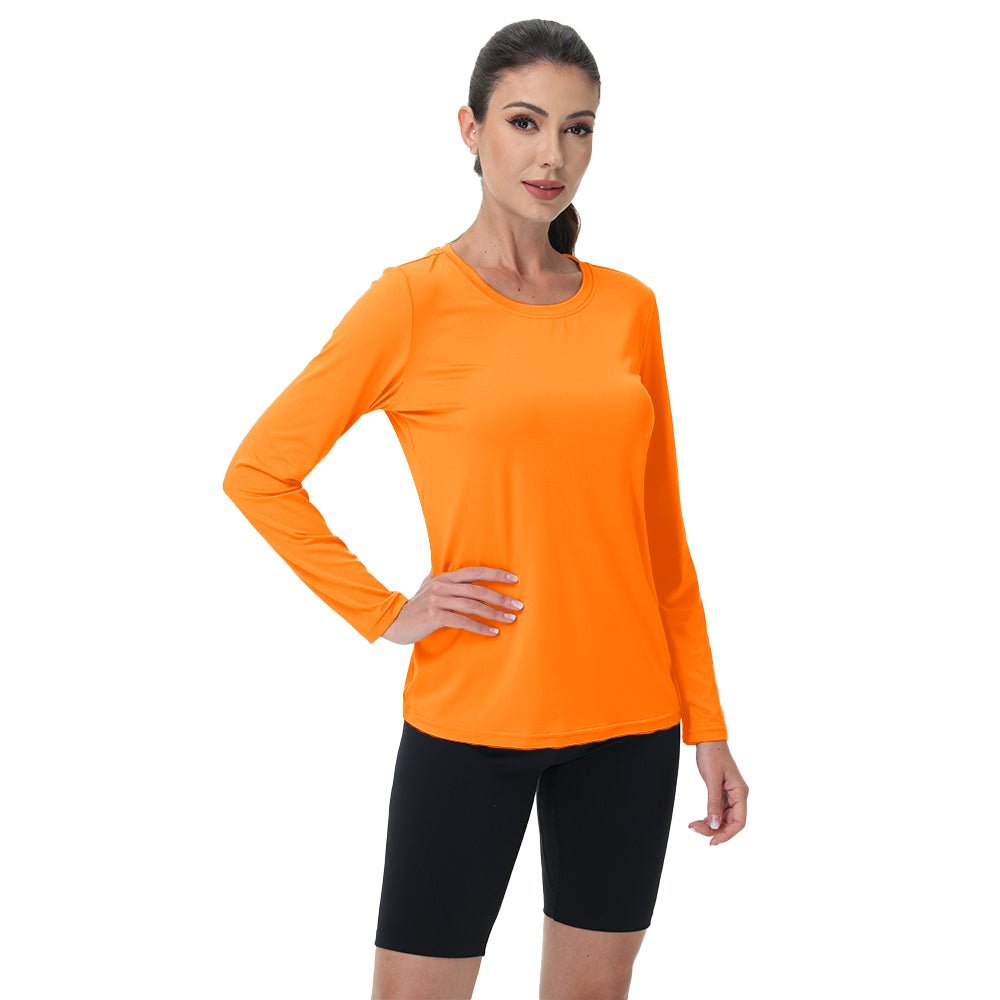 Bright Orange Women's UPF 80+ Long Sleeve Sun Protection Quick - Dry Shirt - MAGCOMSEN