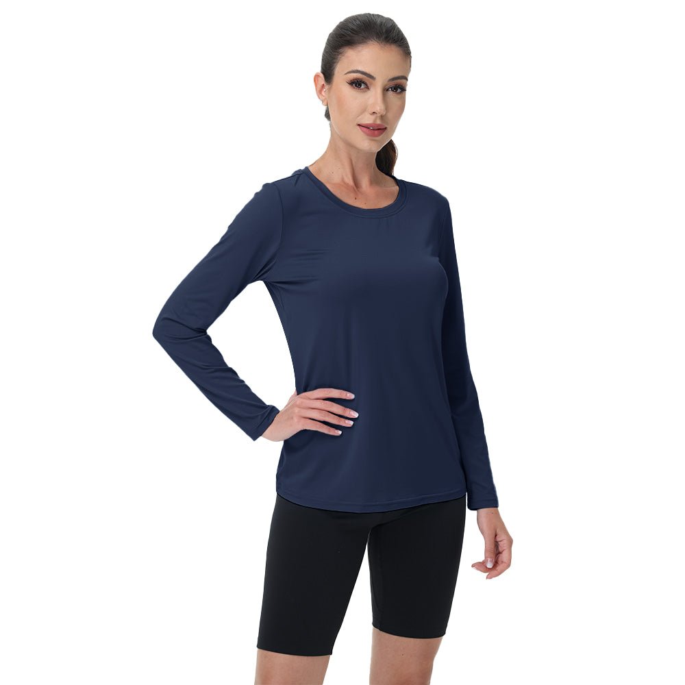 Navy Women's UPF 80+ Long Sleeve Sun Protection Quick - Dry Shirt - MAGCOMSEN