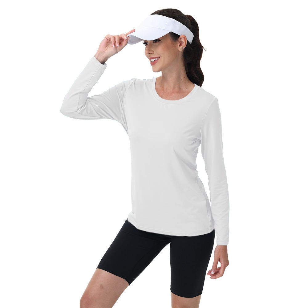 White Women's UPF 80+ Long Sleeve Sun Protection Quick - Dry Shirt - MAGCOMSEN