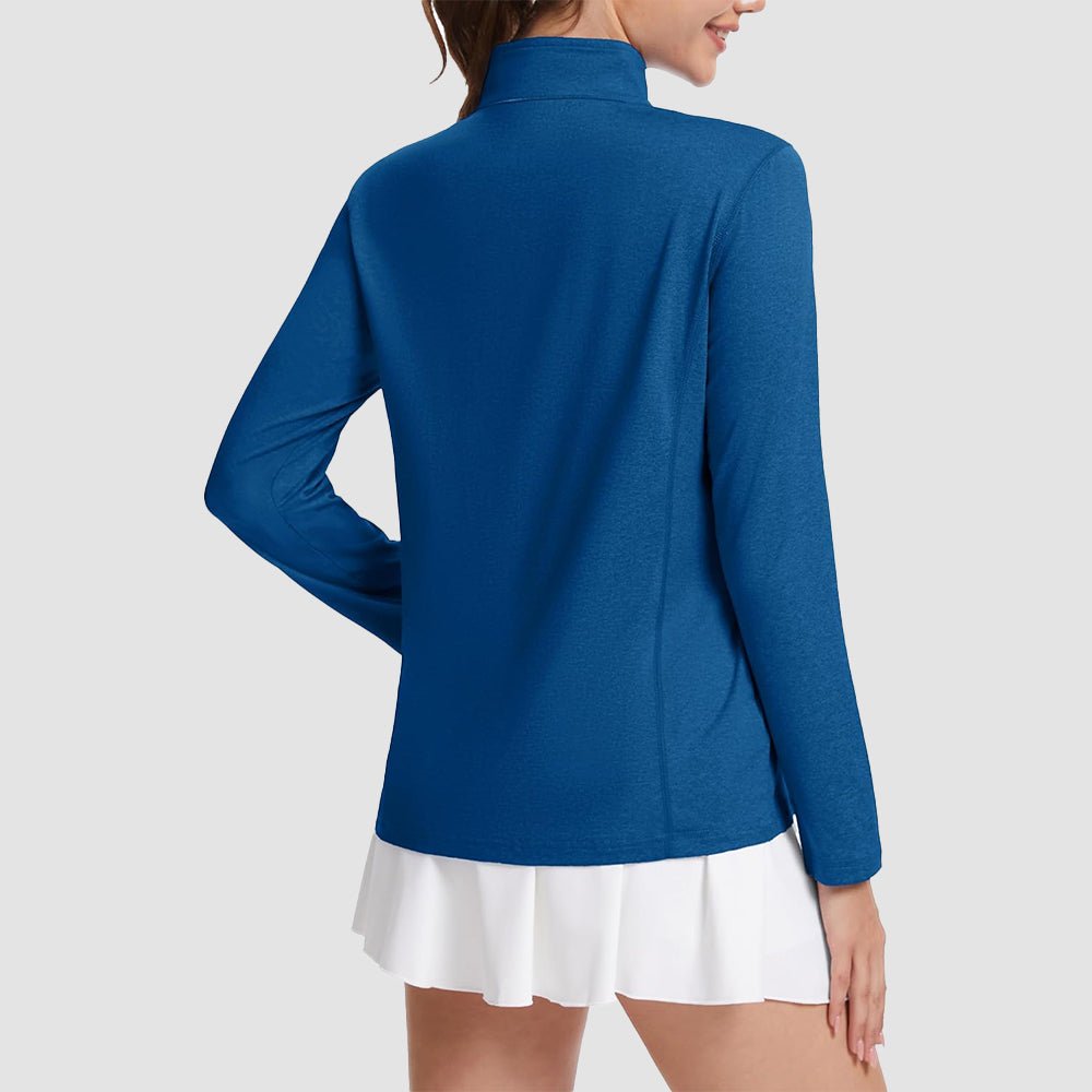 Medium Blue Women's UPF50 Shirt - 1/4 Zip, Quick Dry & Sun Protection - MAGCOMSEN