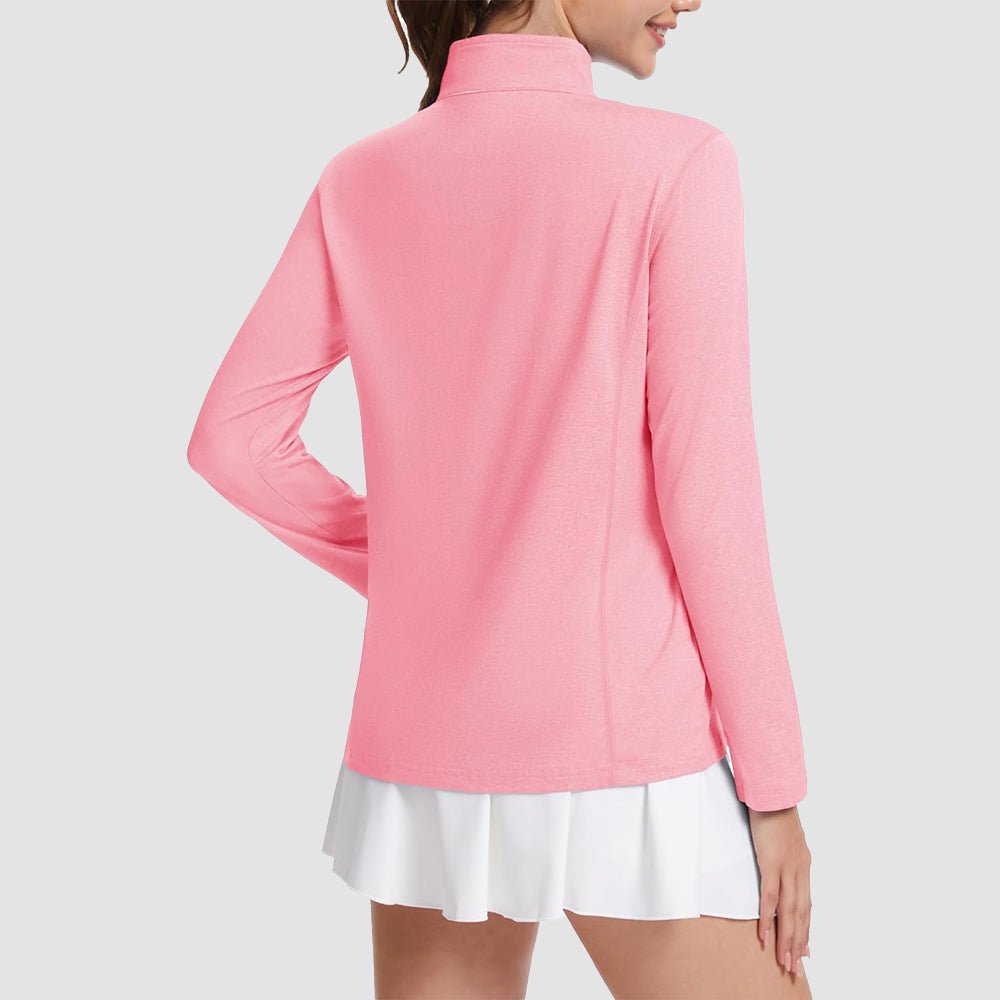 Pink Women's UPF50 Shirt - 1/4 Zip, Quick Dry & Sun Protection - MAGCOMSEN