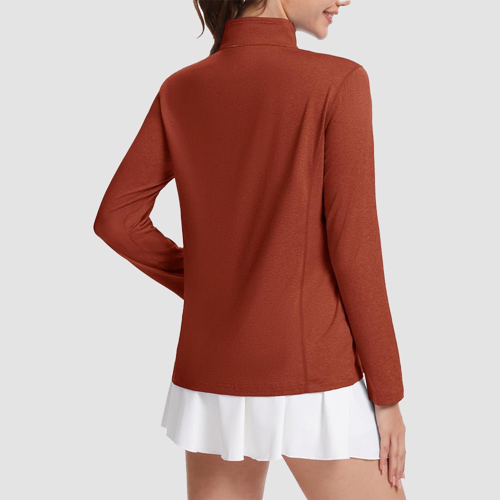 Dark Orange Women's UPF50 Shirt - 1/4 Zip, Quick Dry & Sun Protection - MAGCOMSEN