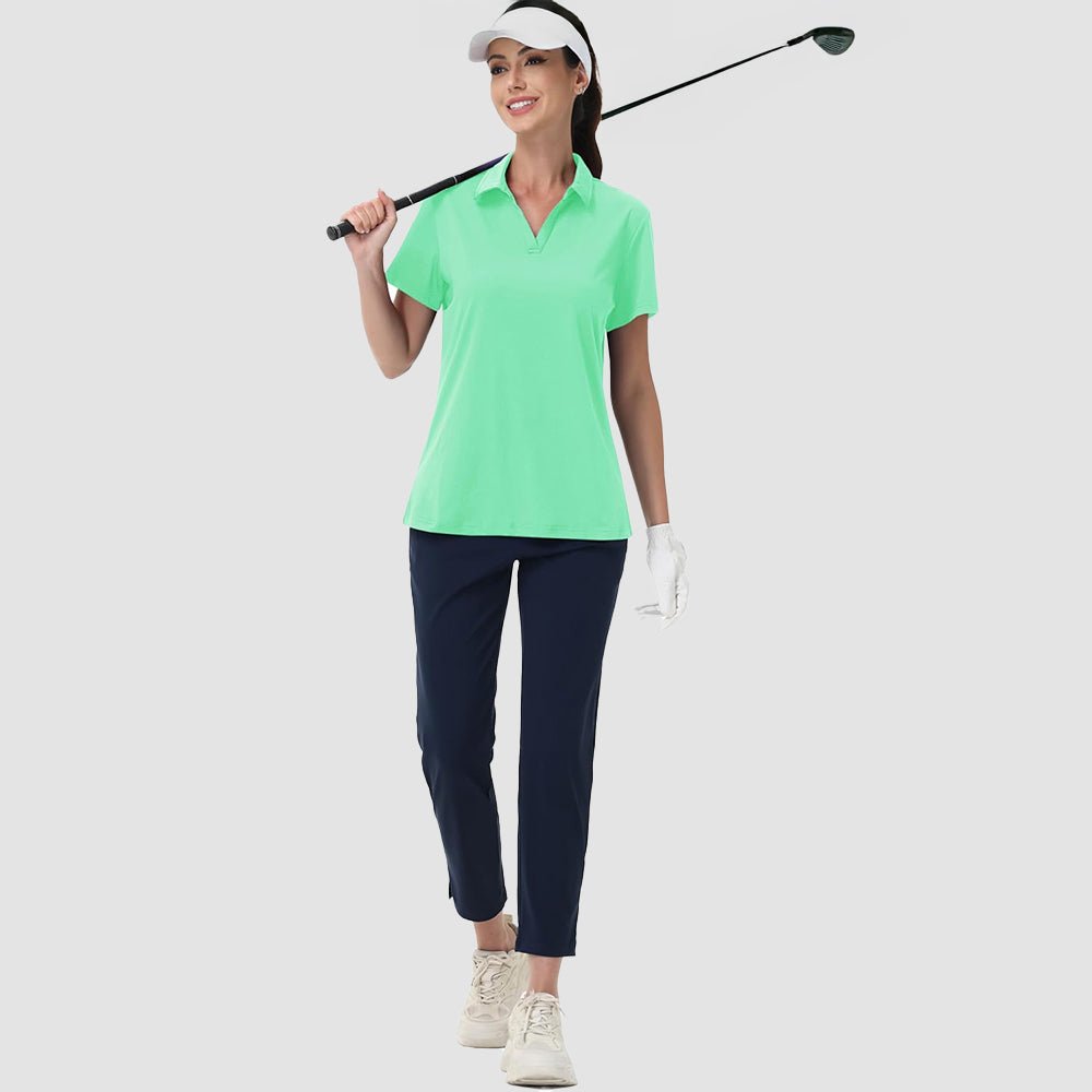 Mint Women's V - Neck Golf Polo Shirt UPF 50+ Quick - Dry - MAGCOMSEN