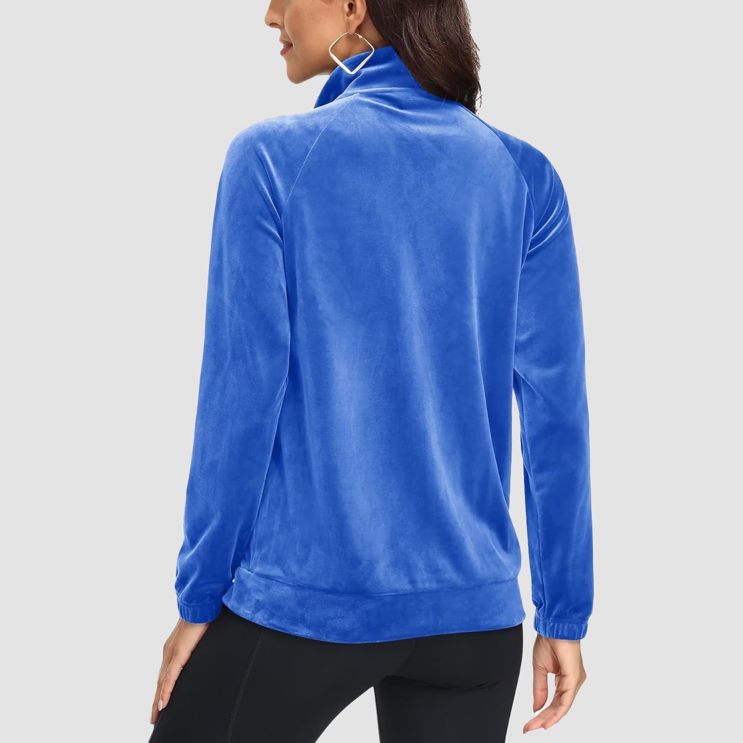 Women's Velour Jackets Full Zip Up Fleece Jacket With Zipper Pockets Soft Winter Jackets - MAGCOMSEN