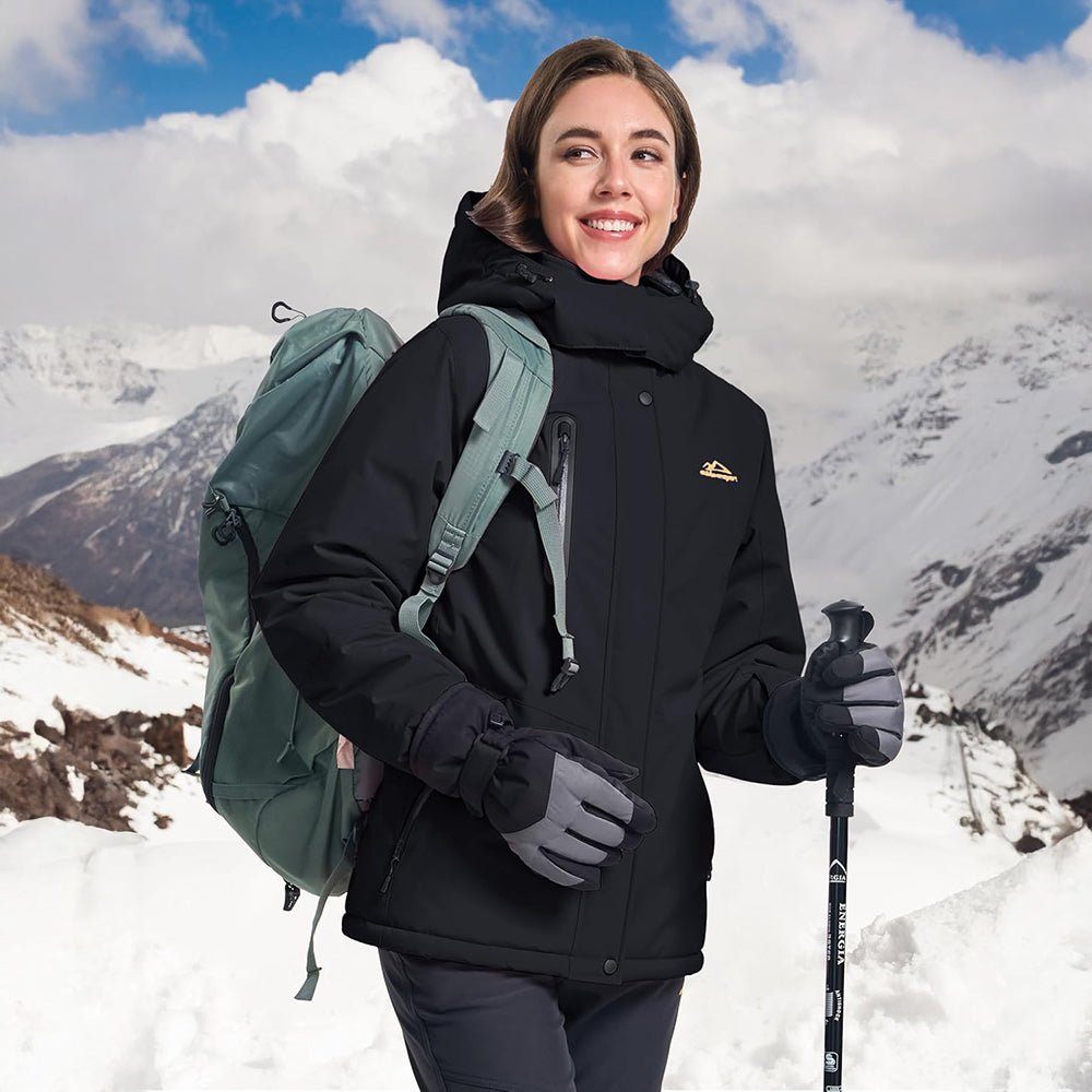 Black Women's Windproof & Waterproof Snow Ski Winter Jacket - MAGCOMSEN