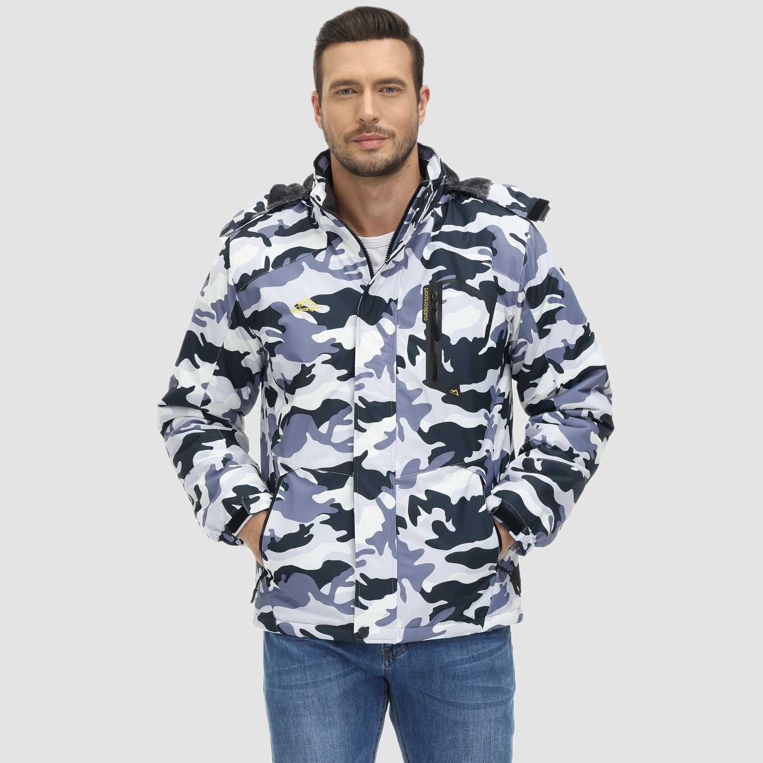 Men's Water-Repellent Winter Ski Jacket with Fleece Lining - MAGCOMSEN