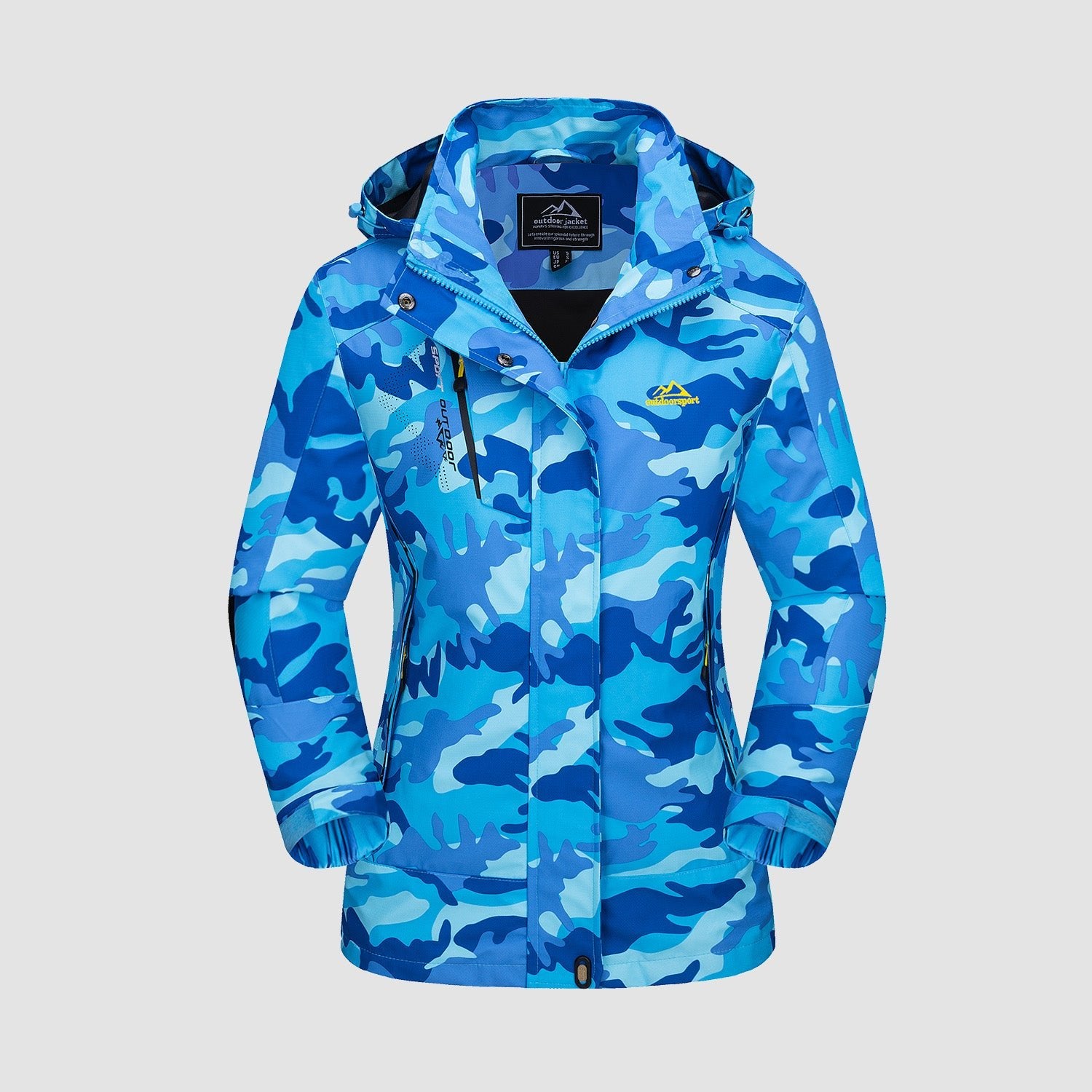 Blue Camo Women's 3-in-1 Waterproof Ski Jacket with Fleece Liner - MAGCOMSEN