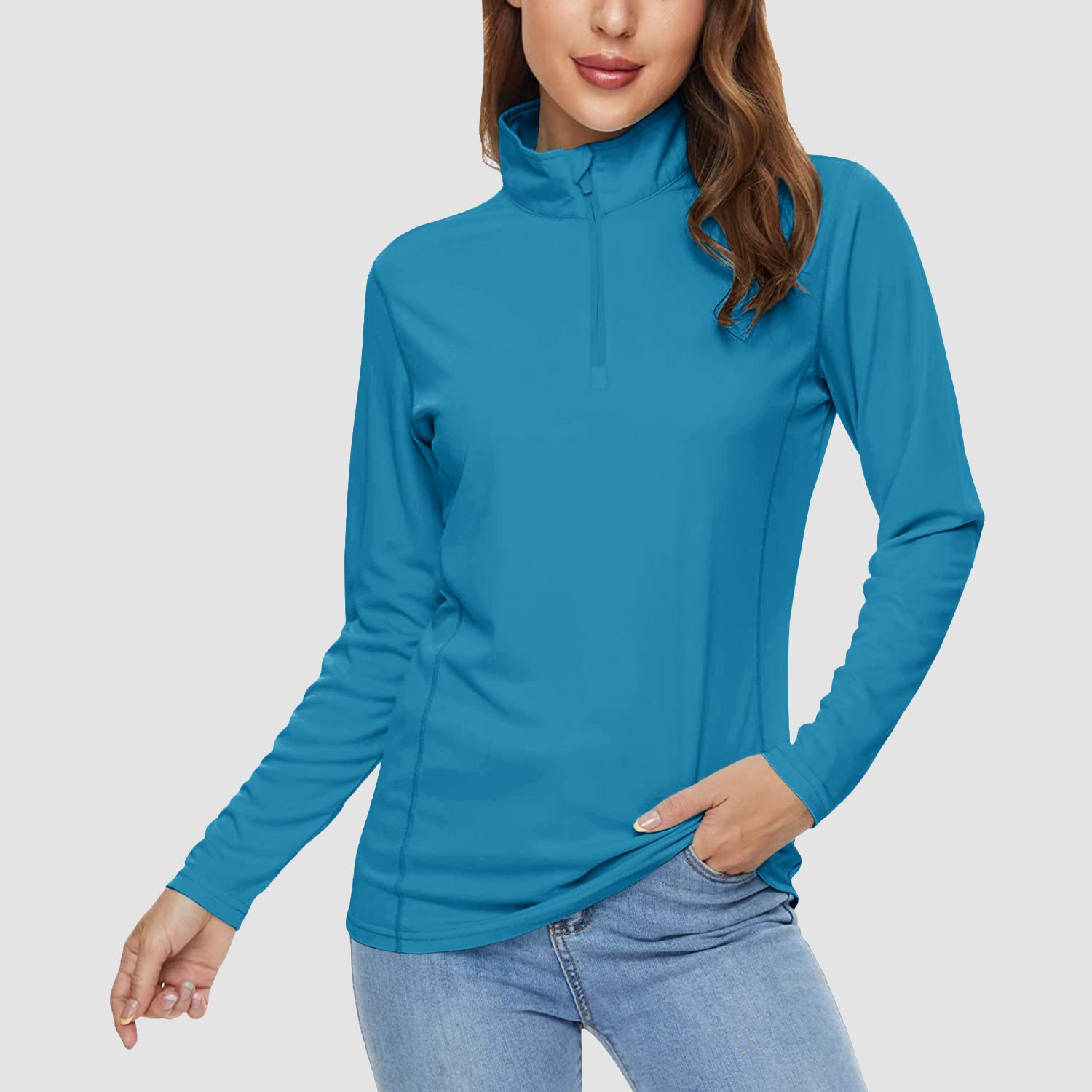 Women UPF 50+ Sun Protection Half Zip Quick Dry Shirt