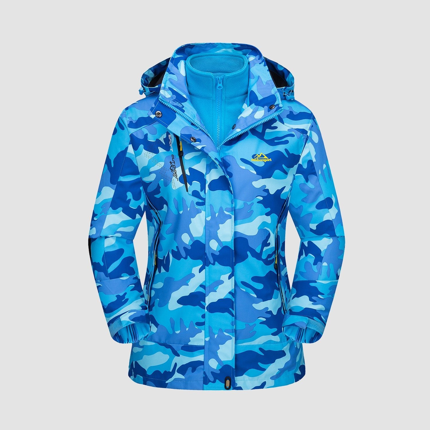 Black Camo Women's 3-in-1 Waterproof Ski Jacket with Fleece Liner - MAGCOMSEN