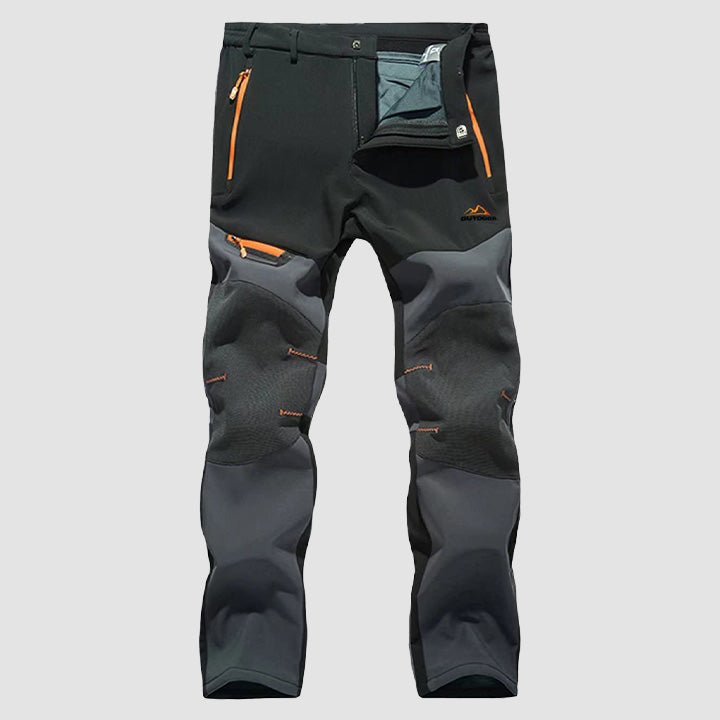 Black Men's Fleece-Lined Softshell Pants, Water-Resistant for Outdoors