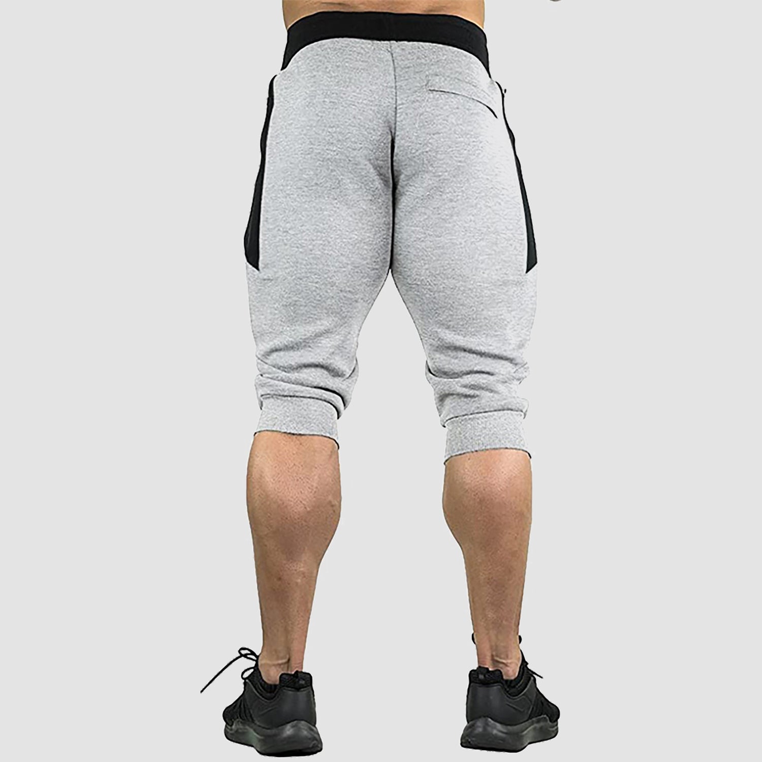 Men's  3/4 Length Cotton Summer Sweatpants Zipper Pockets Drawstring Gym Training Workout Shorts