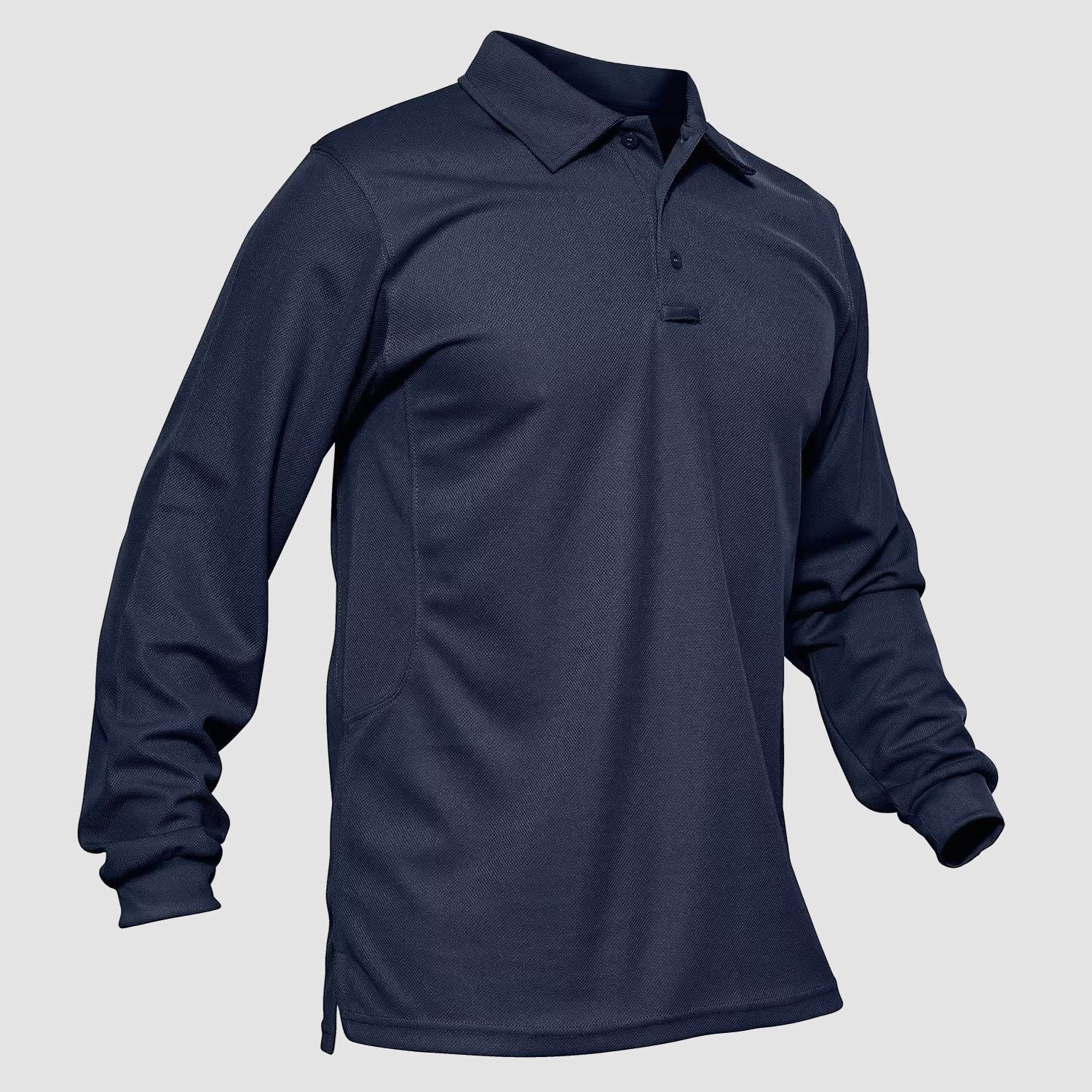 Men's Long-Sleeve Polo Shirt Quick Dry Breathable T-shirt - MAGCOMSEN