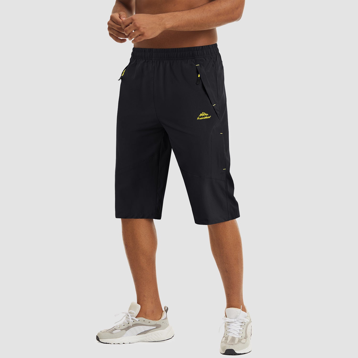 Black Men's Quick Dry Hiking Running Shorts-MAGCOMSEN