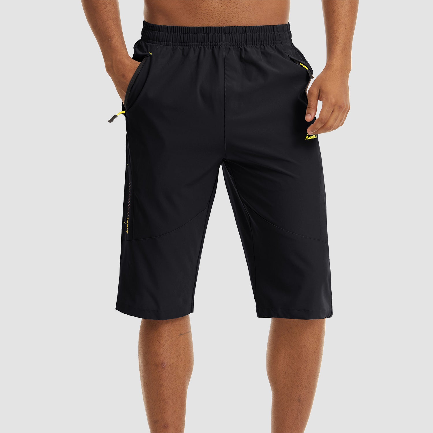Black Men's Quick Dry Hiking Running Shorts-MAGCOMSEN