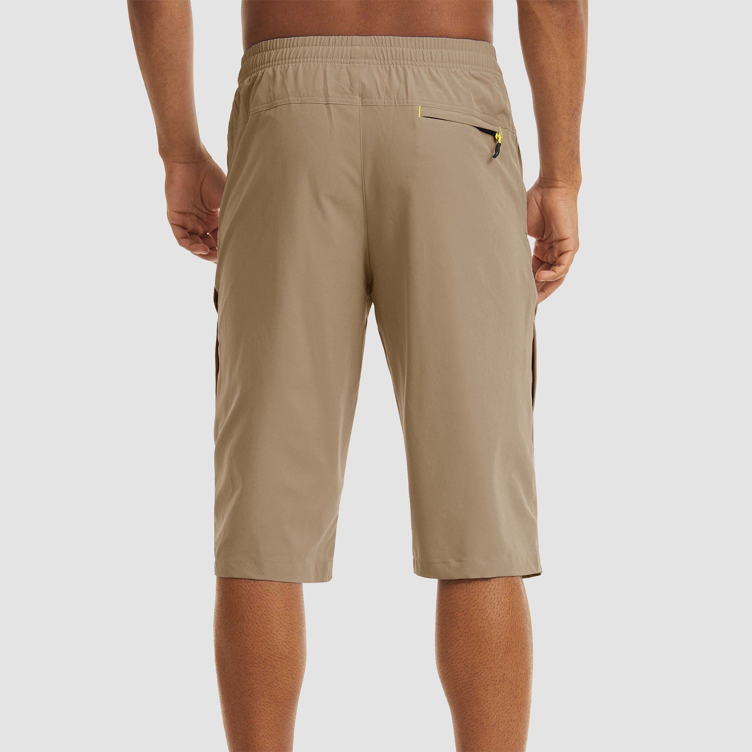 Khaki  Men's Quick Dry Hiking Running Shorts-MAGCOMSEN