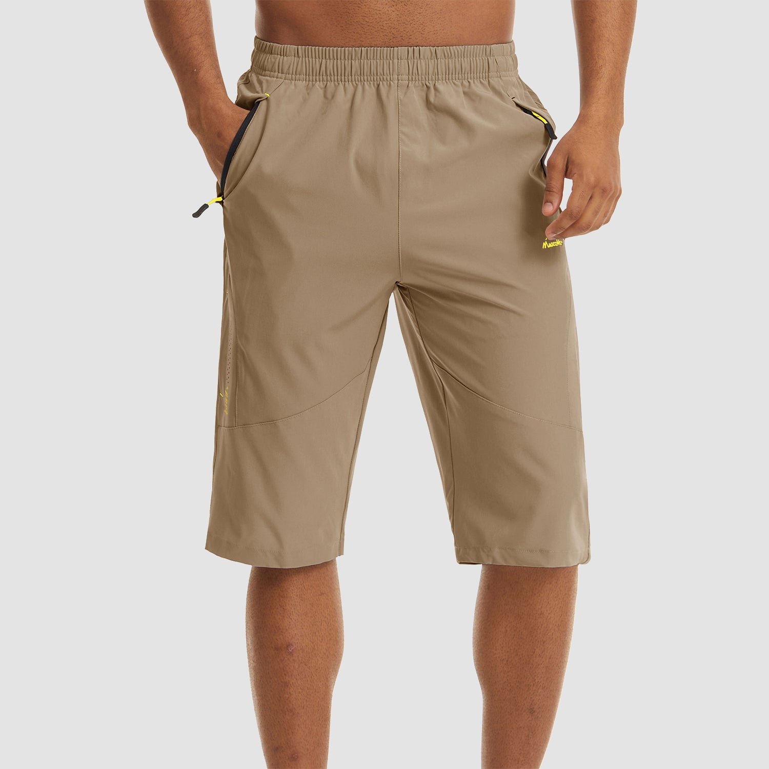 Khaki  Men's Quick Dry Hiking Running Shorts-MAGCOMSEN