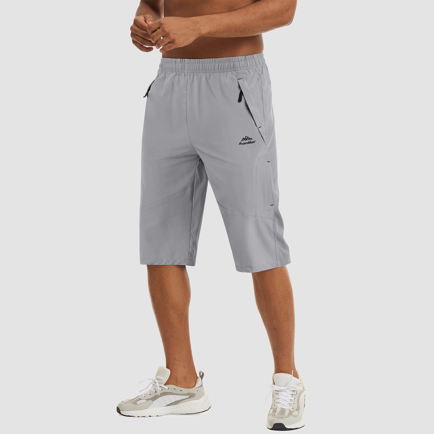 Grey  Men's Quick Dry Hiking Running Shorts-MAGCOMSEN