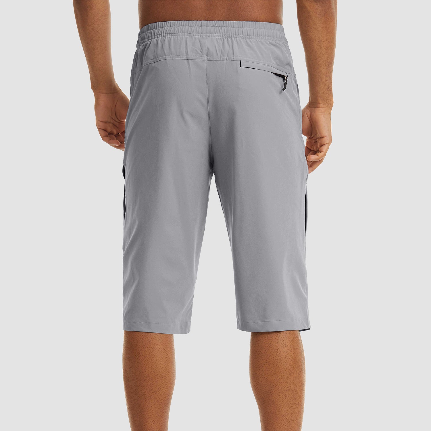 Grey  Men's Quick Dry Hiking Running Shorts-MAGCOMSEN