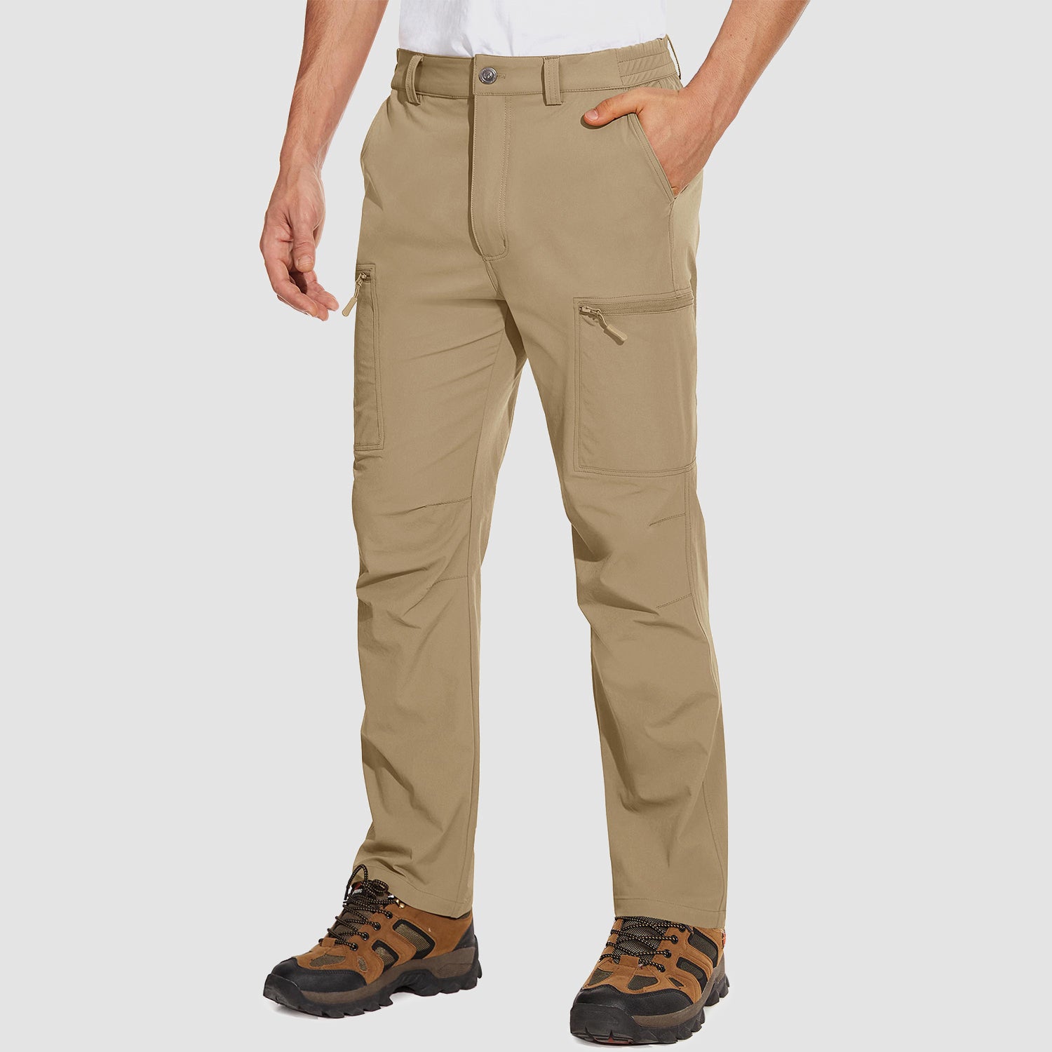 Men's Hiking Pants with 6 Pockets,Water Resistant Ripstop Outdoor Pants,Lightweight Quick Dry