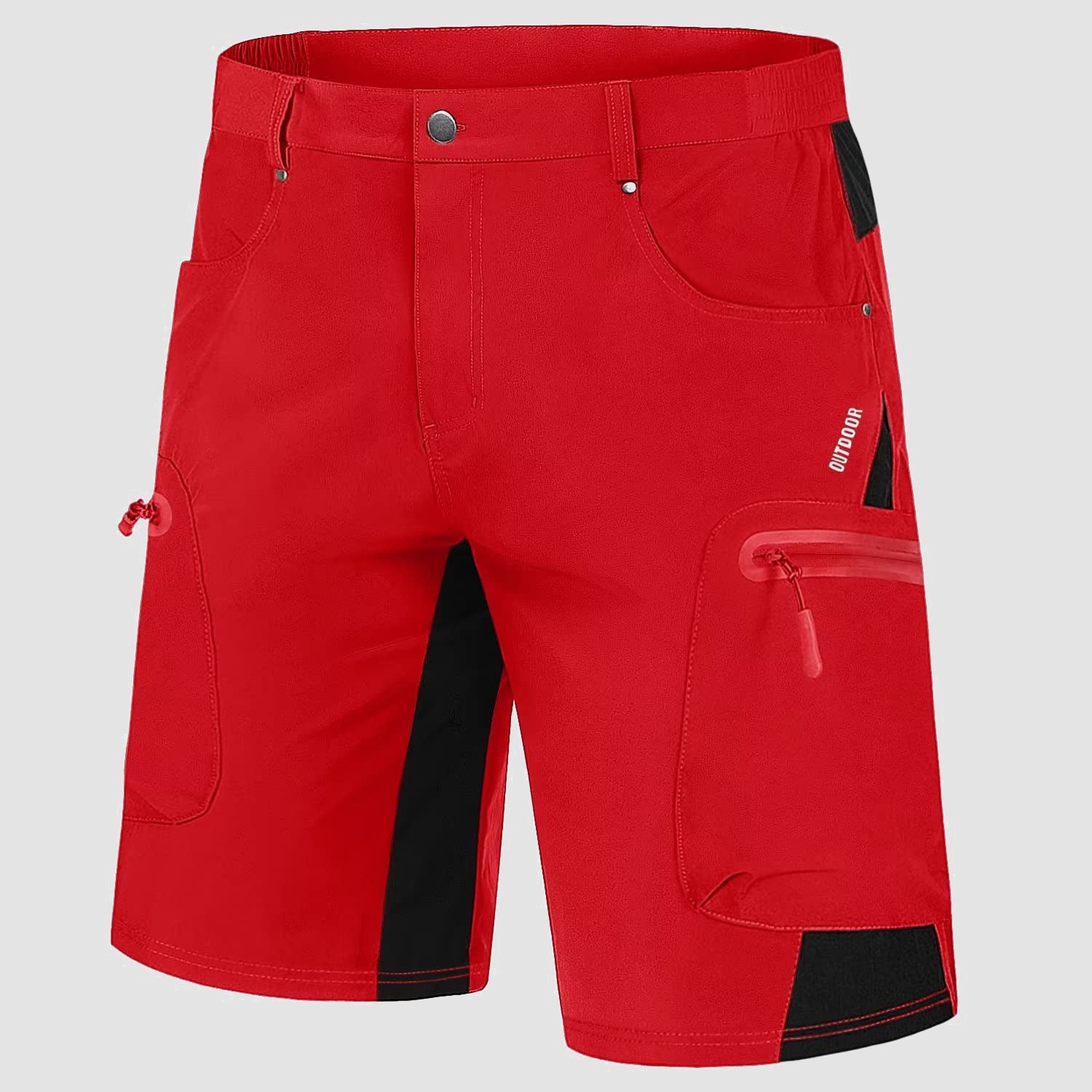 Red Men's Quick Dry Cargo Shorts - MAGCOMSEN