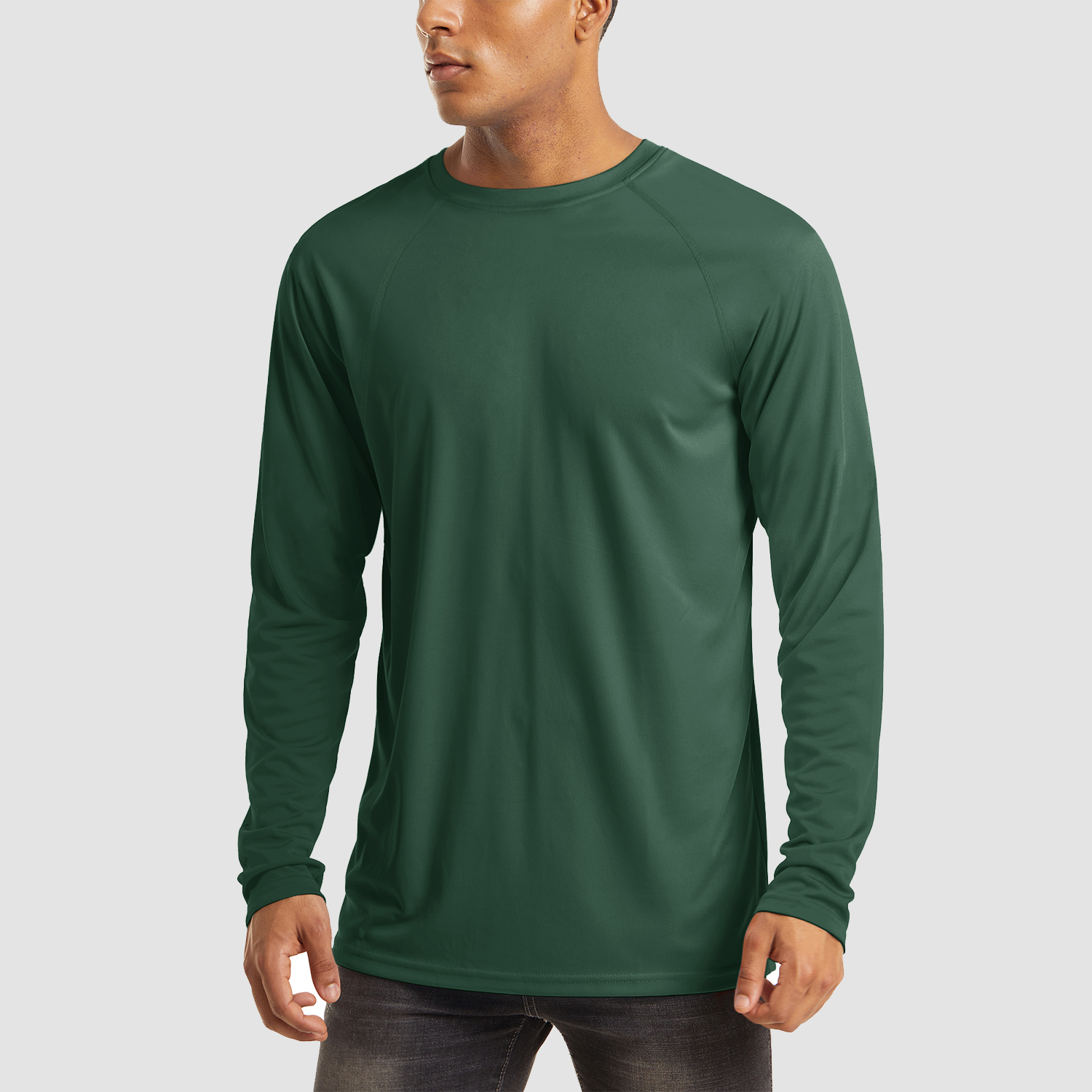 Dark Green Men's UPF 50+ Quick Dry Shirt - Sun Protection for Hiking - MAGCOMSEN