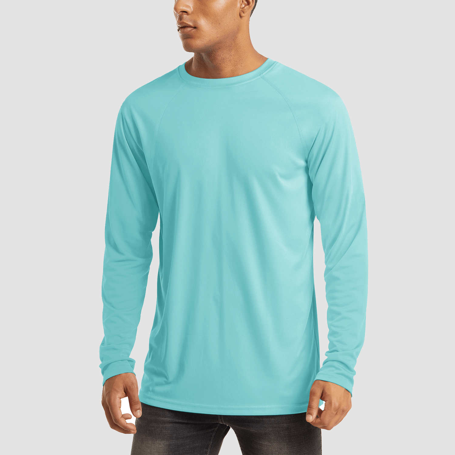 Aqua Blue MAGCOMSEN Men's UPF 50+ Quick Dry Shirt - Sun Protection for Hiking