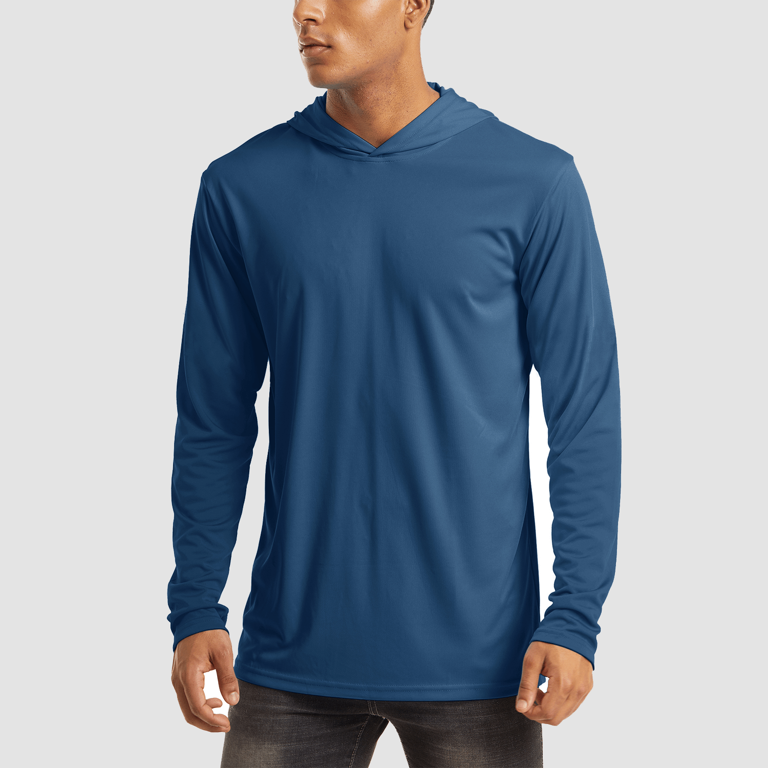 Men's Hooded UPF 50+ Sun Protection Long Sleeve Athletic Fishing Shirts