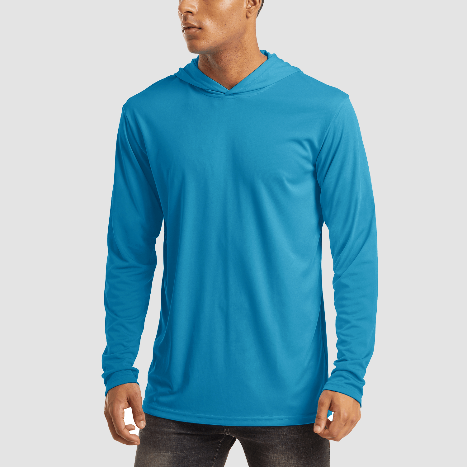 Men's Hooded UPF 50+ Sun Protection Long Sleeve Athletic Fishing Shirts