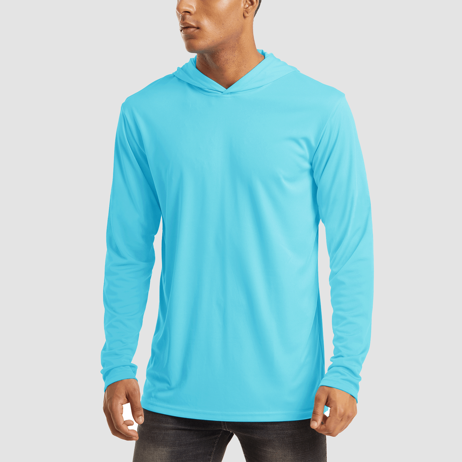 Men's Hooded UPF 50+ Sun Protection Long Sleeve Athletic Fishing Shirts