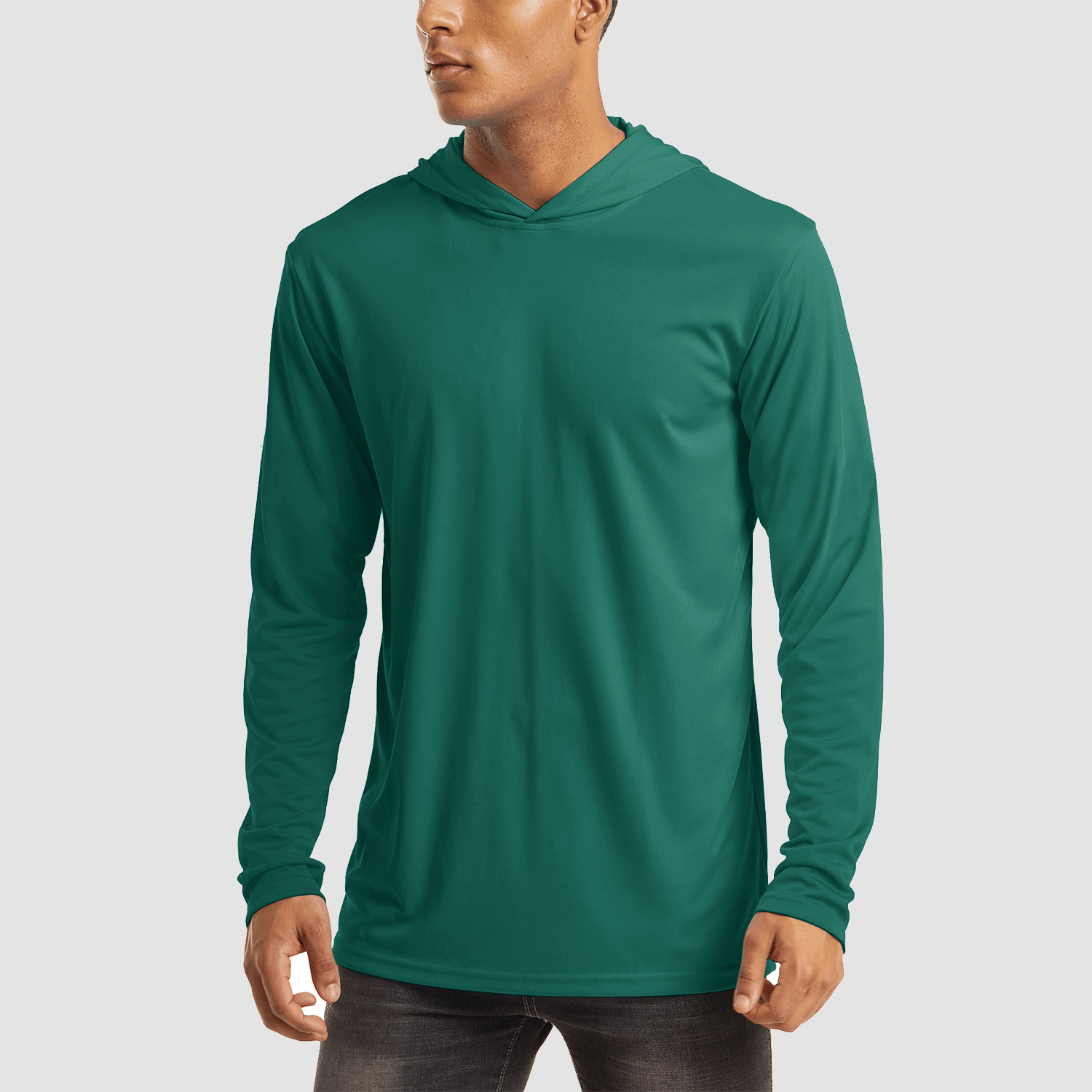 Men's Hooded UPF 50+ Sun Protection Long Sleeve Athletic Fishing Shirts