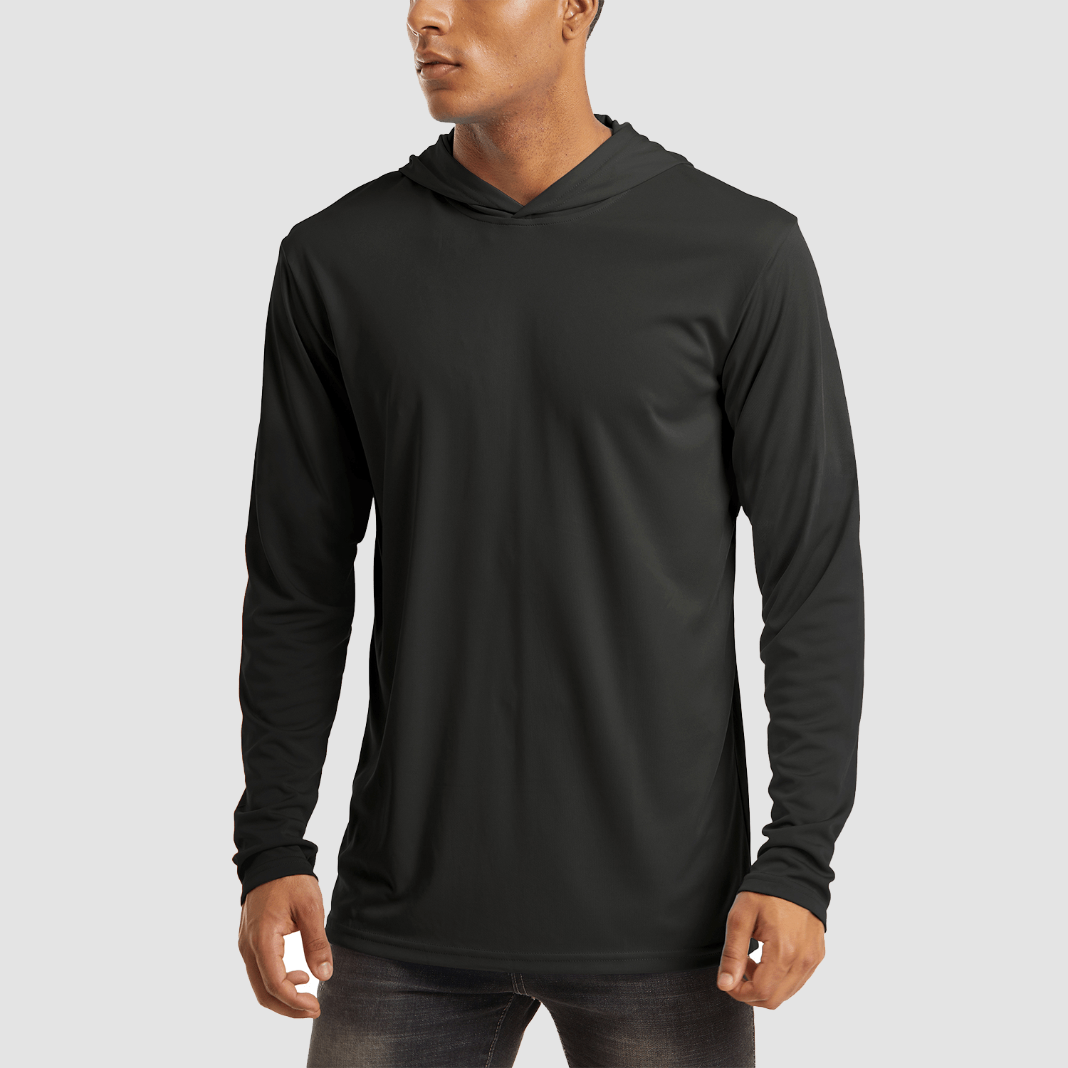 Men's Hooded UPF 50+ Sun Protection Long Sleeve Athletic Fishing Shirts