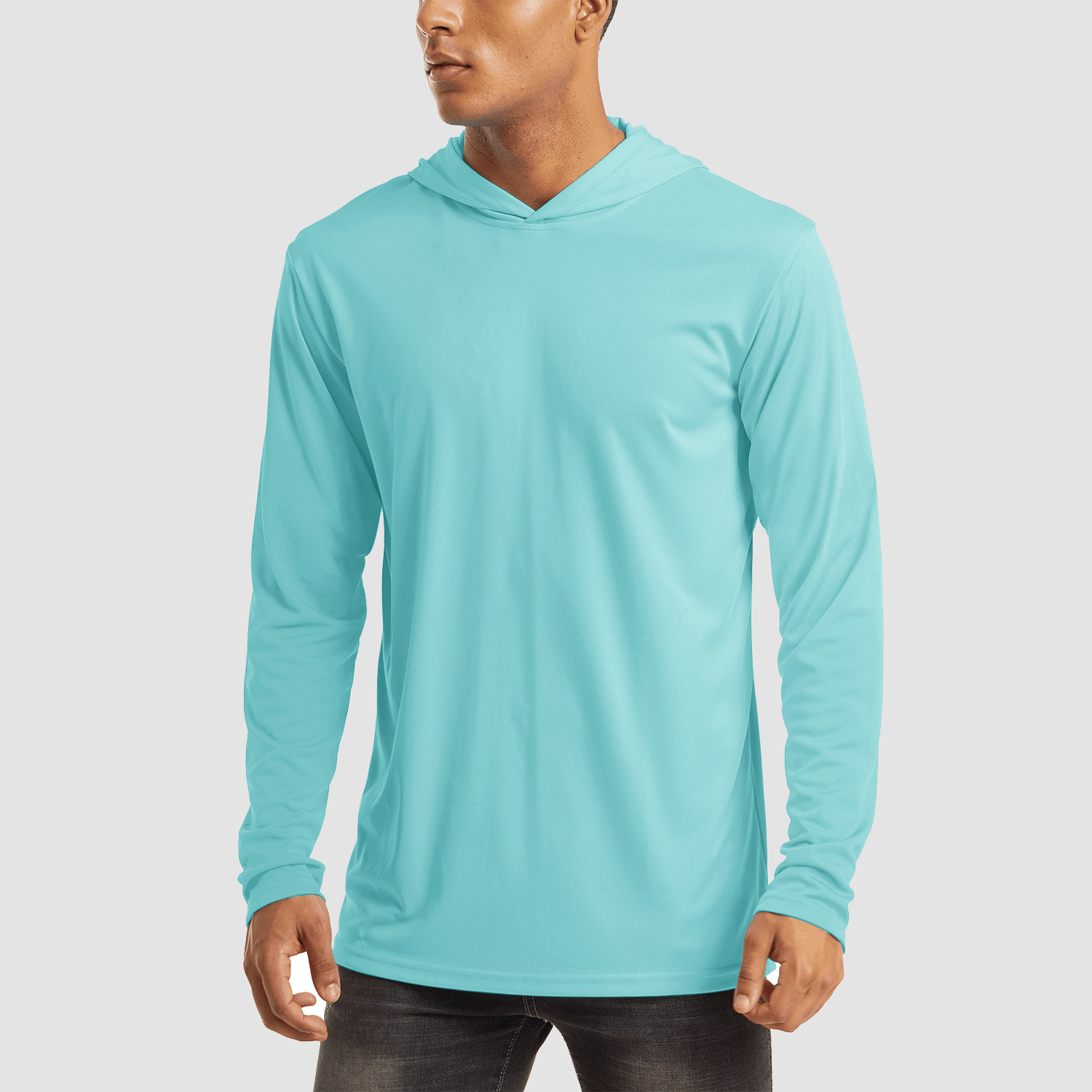 Men's Hooded UPF 50+ Sun Protection Long Sleeve Athletic Fishing Shirts