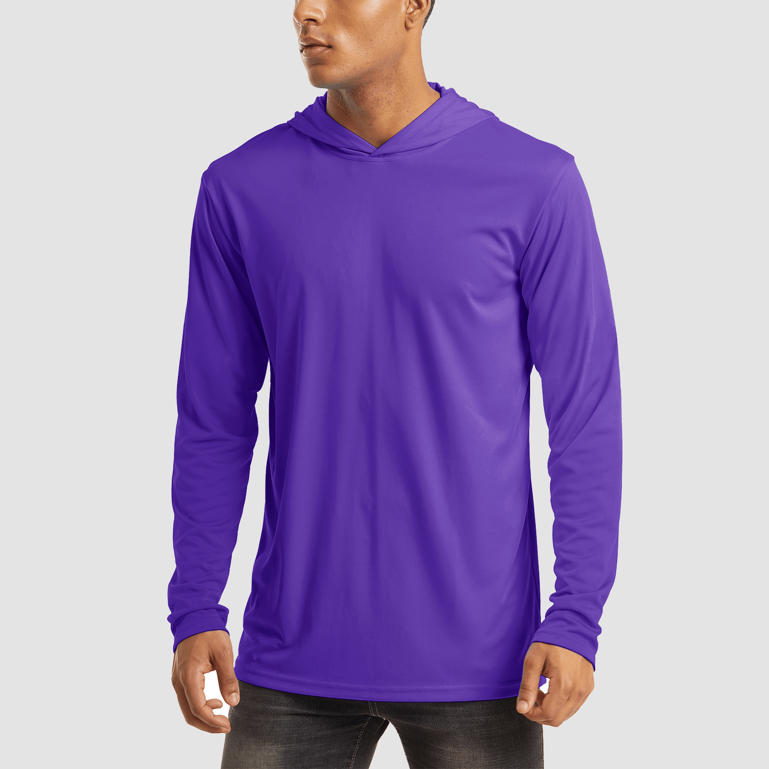 Men's Hooded UPF 50+ Sun Protection Long Sleeve Athletic Fishing Shirts