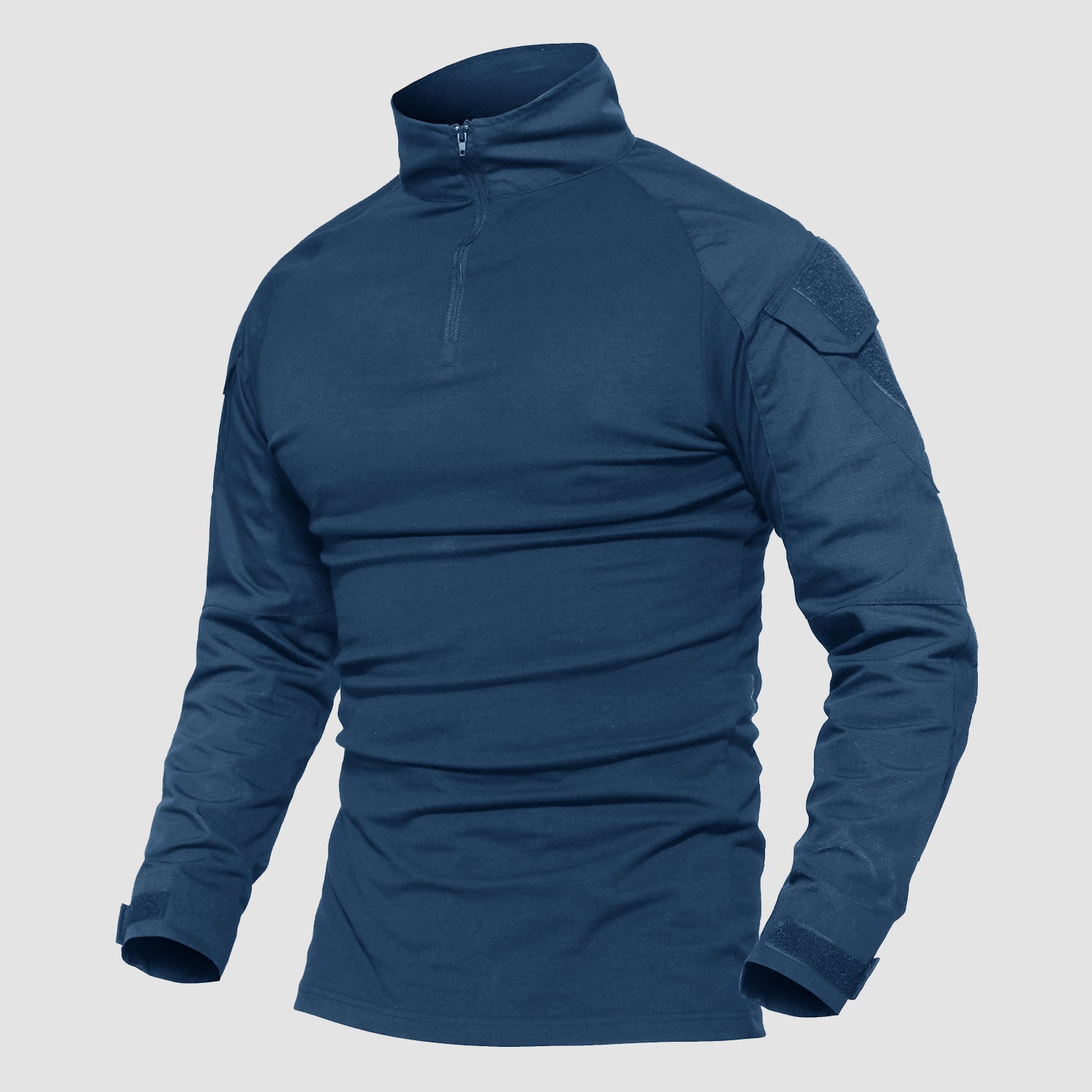 Men's Tactical Military 1/4 Zip Long Sleeve Camo Shirt with Pockets