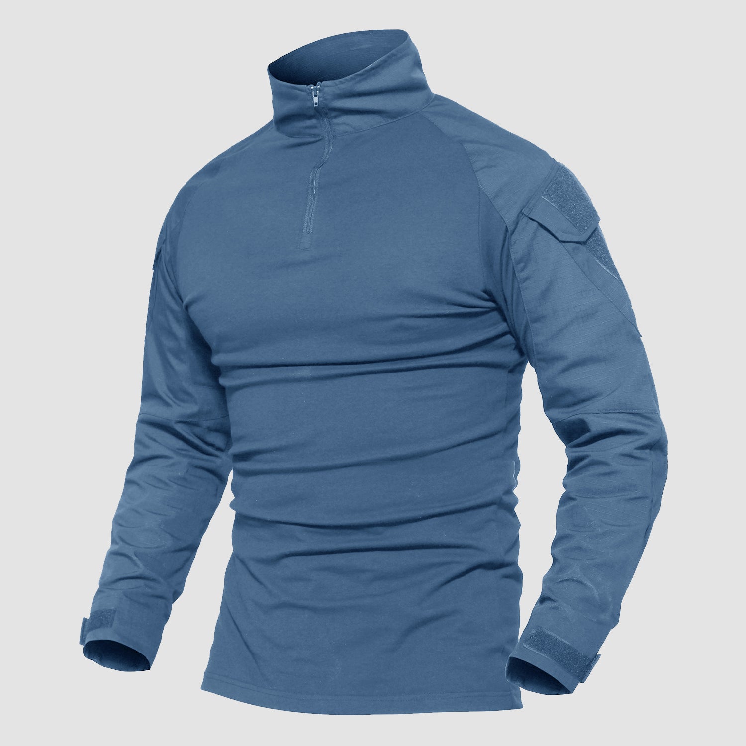 Men's Tactical Military 1/4 Zip Long Sleeve Camo Shirt with Pockets