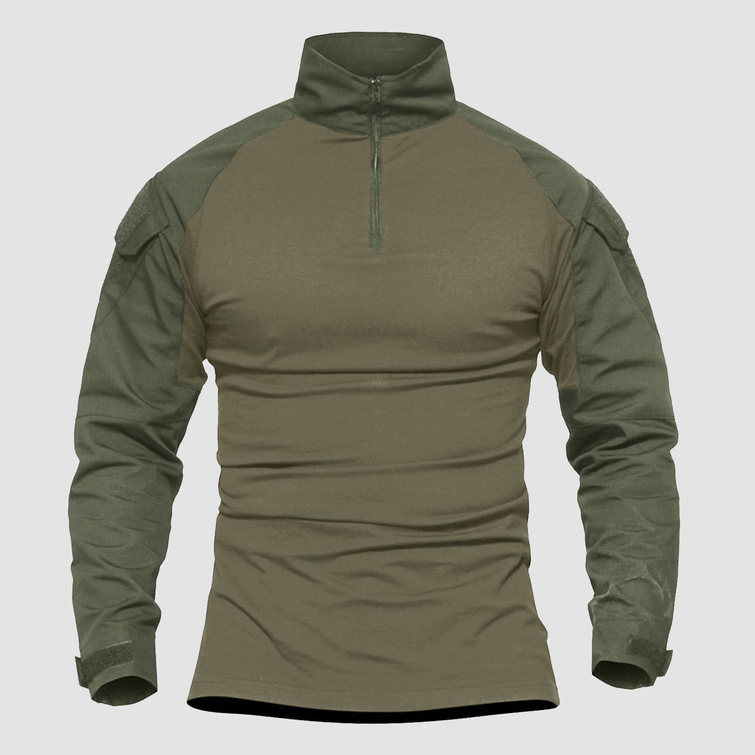 Men's Tactical Military 1/4 Zip Long Sleeve Camo Shirt with Pockets