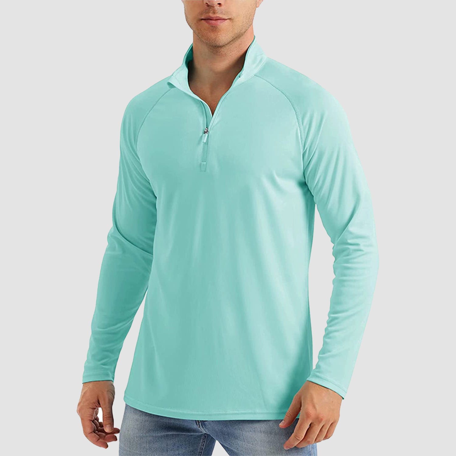 Men's UPF 50 Quick Dry Shirts 1/4 Zip Breathable Long Sleeve Shirts for Outdoor Sports