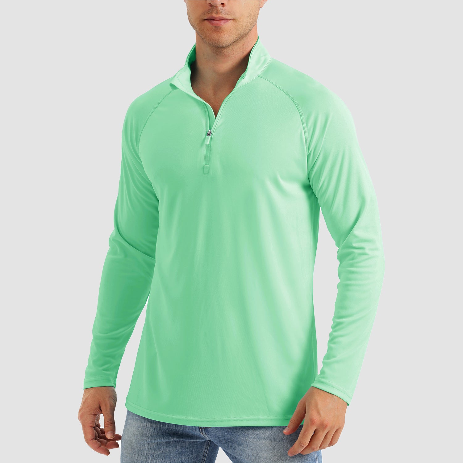 Men's UPF 50 Quick Dry Shirts 1/4 Zip Breathable Long Sleeve Shirts for Outdoor Sports