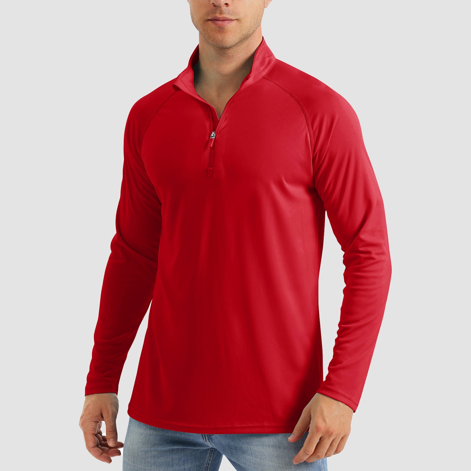 Men's UPF 50 Quick Dry Shirts 1/4 Zip Breathable Long Sleeve Shirts for Outdoor Sports